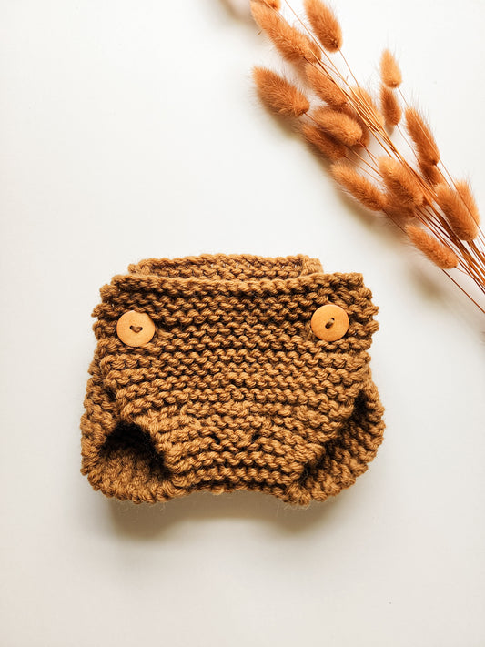 100 % Wool Knit Diaper Cover in {Camel}