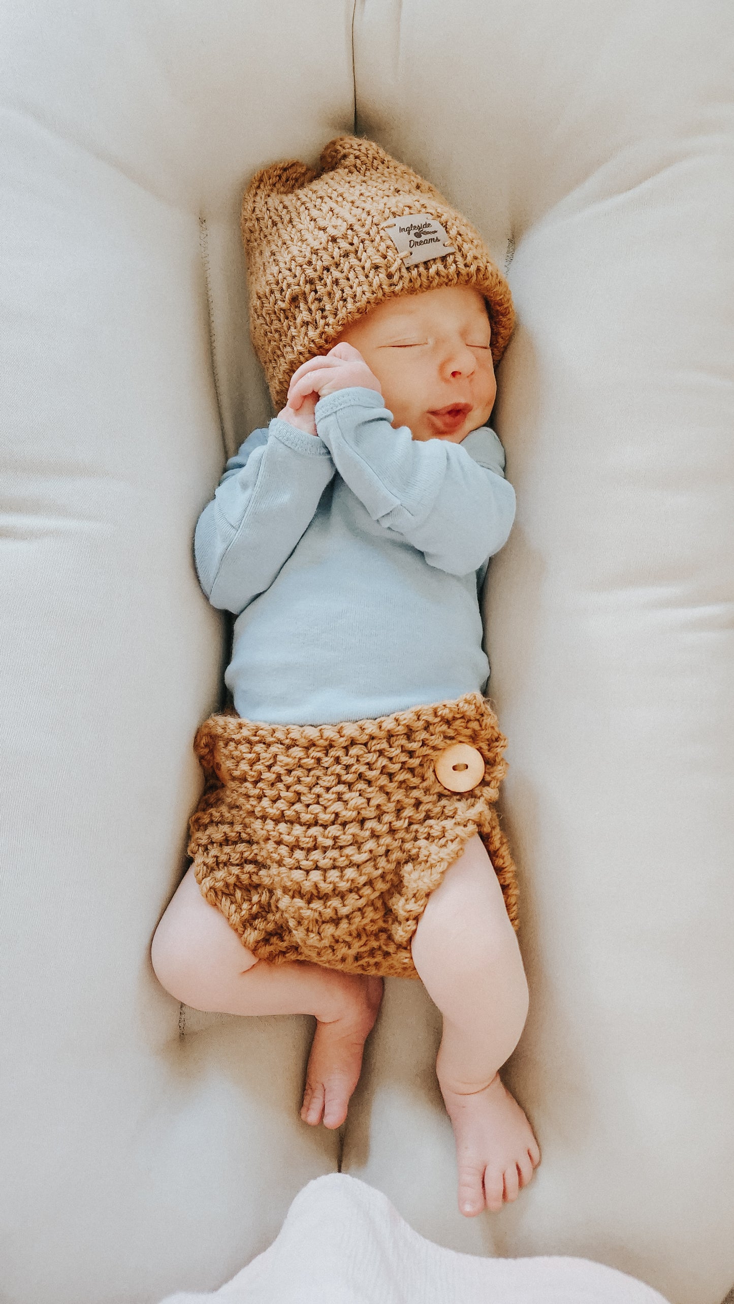 100 % Wool Knit Diaper Cover in {Camel}