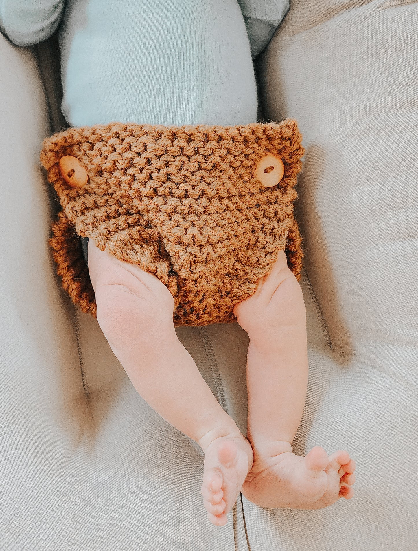 100 % Wool Knit Diaper Cover in {Camel}